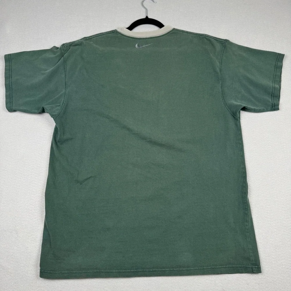 Vintage Y2K Nike Ringer T Shirt Mens XL Green Embroidered Center Swoosh 90s - Picture 8 of 9